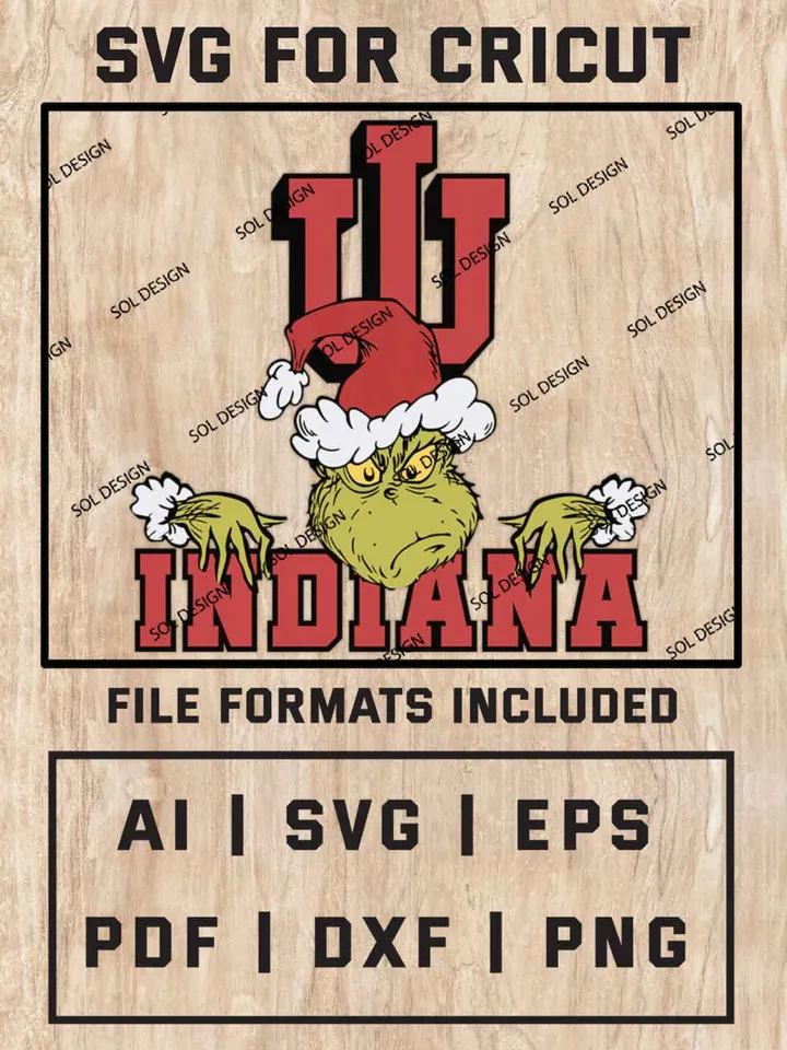 Grinch Indiana Hoosiers SVG, NCAA SVG Design, NCAA Indiana Hoosiers SVG, NCAA Indiana Cricut, Christmas Svg, Grinch svg, Digital Download