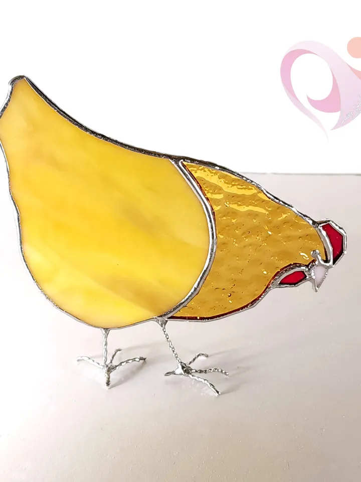 Stained Glass Chicken Suncatcher Farmhouse Hen Decor Perfect Gift for Chicken Lovers Glass Pecking Chicken Hen