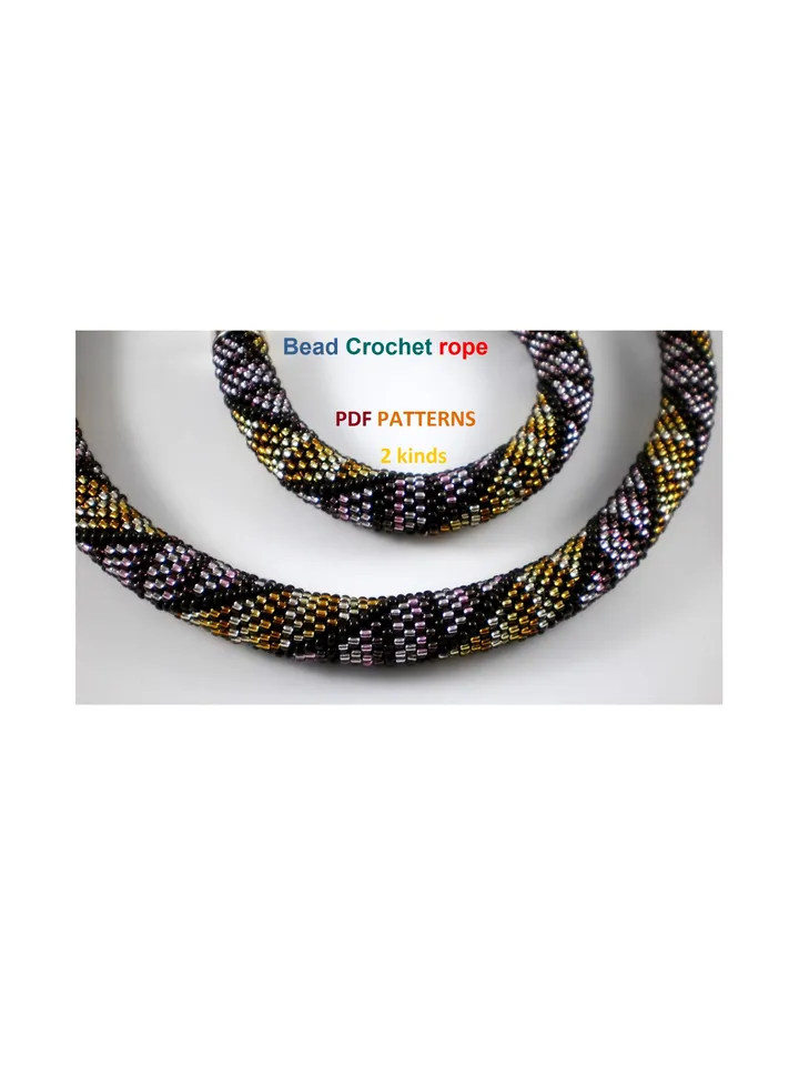 Bead crochet rope pattern for beading «Engagement» necklace and bracelet, DIY, bead crocheting, Instant Download, PDF pattern