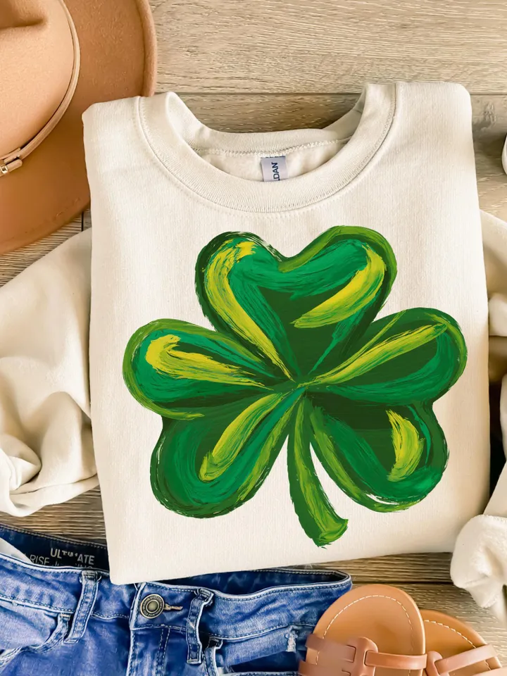 Shamrock Png, St. Patrick’s Day Clover Design, Green Shamrock PNG, St. Paddy’s Day Sublimation PNG, Irish Clover Art, Trendy T-Shirt Design