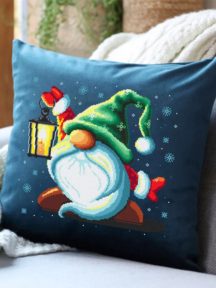 Christmas gnome cross stitch pattern download PDF Winter gnome pattern digital Cute cross stitch sampler Holiday hand embroidery PDF #N15