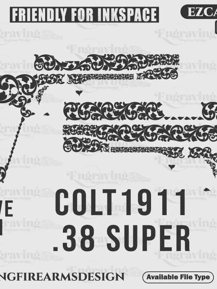 Colt1911 38 super svg design,lasercut,laserengraving,fiberlaser,engravingfiles,laserpattern,engravingdesign,engravingpattern,metalart