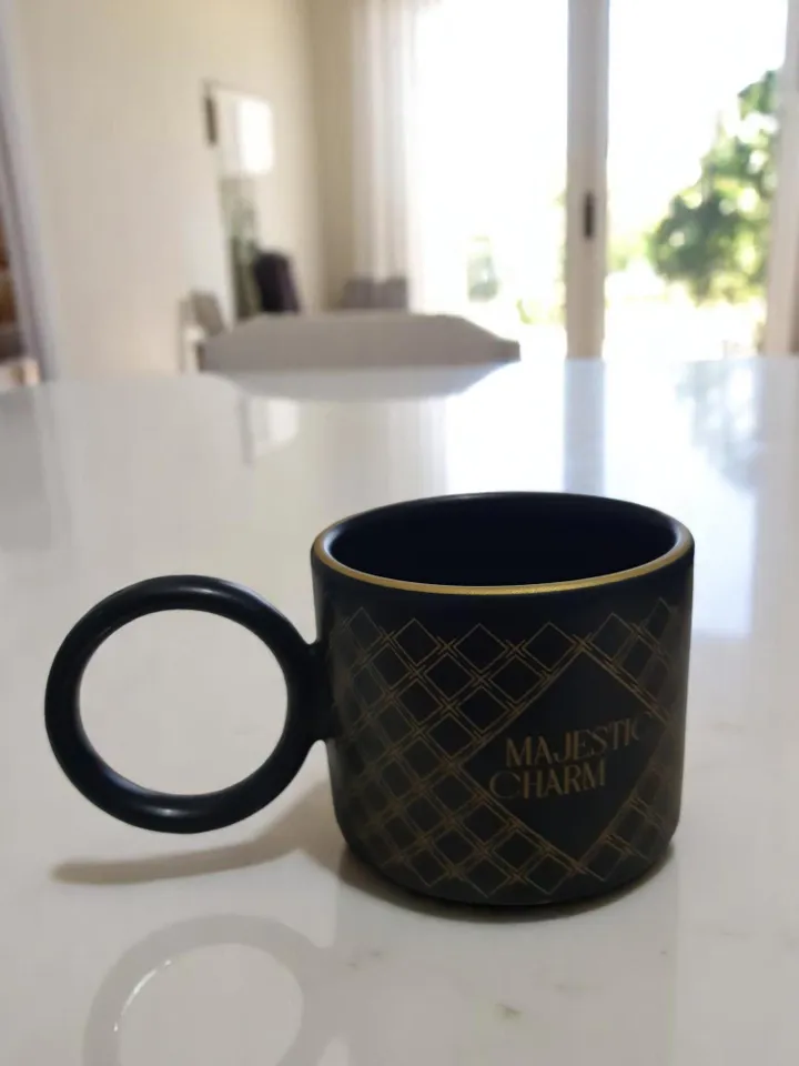 Majestic Charm Mug 200ml Black And Gold Coffee Cup Elegant Tea Mug Luxury Ceramic Drinkware Stylish Office Mug Modern Gift Idea