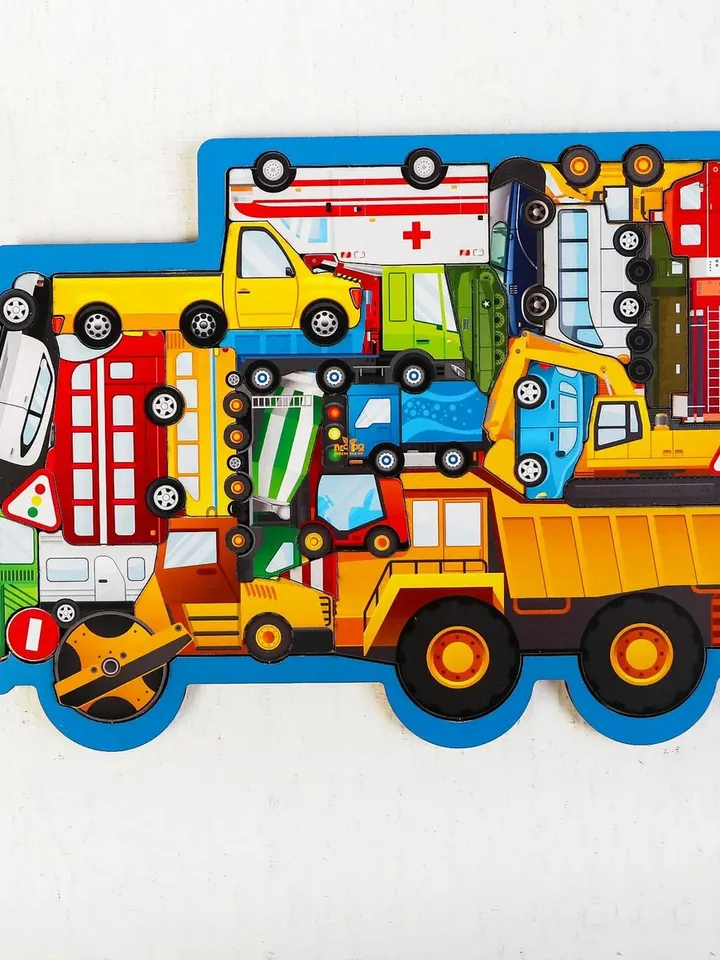 Puzzle board with transport, Wooden Montessori Toddler Toys Age 3 4 5 year
