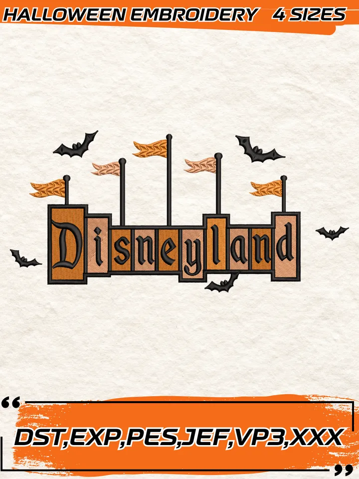 Disneyland Halloween Embroidery Design,Halloween Cartoon Embroidery Design,4 Sizes, Digital Download