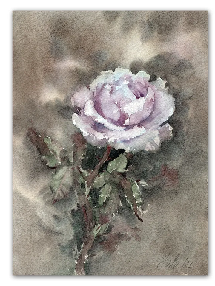 Original painting of rose Watercolor flowers by Yulia Evsyukova