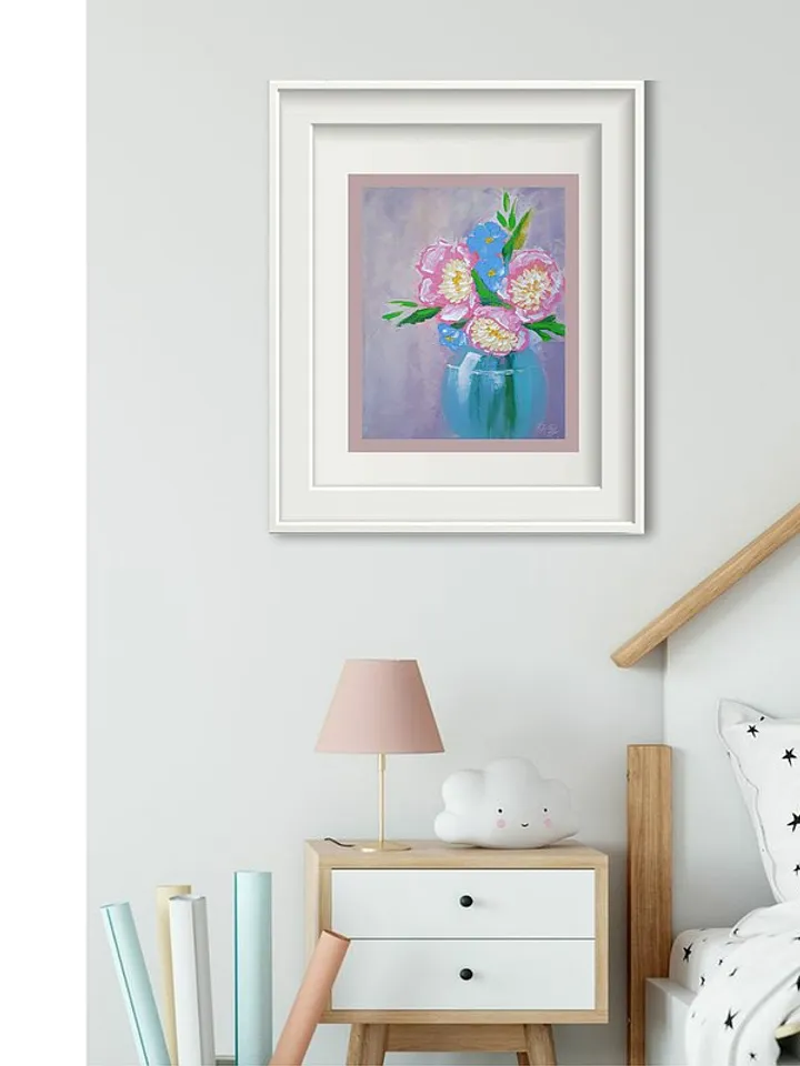 Peony Painting Bouquet Original Art Floral Wall Art Flower Artwork Oil Painting