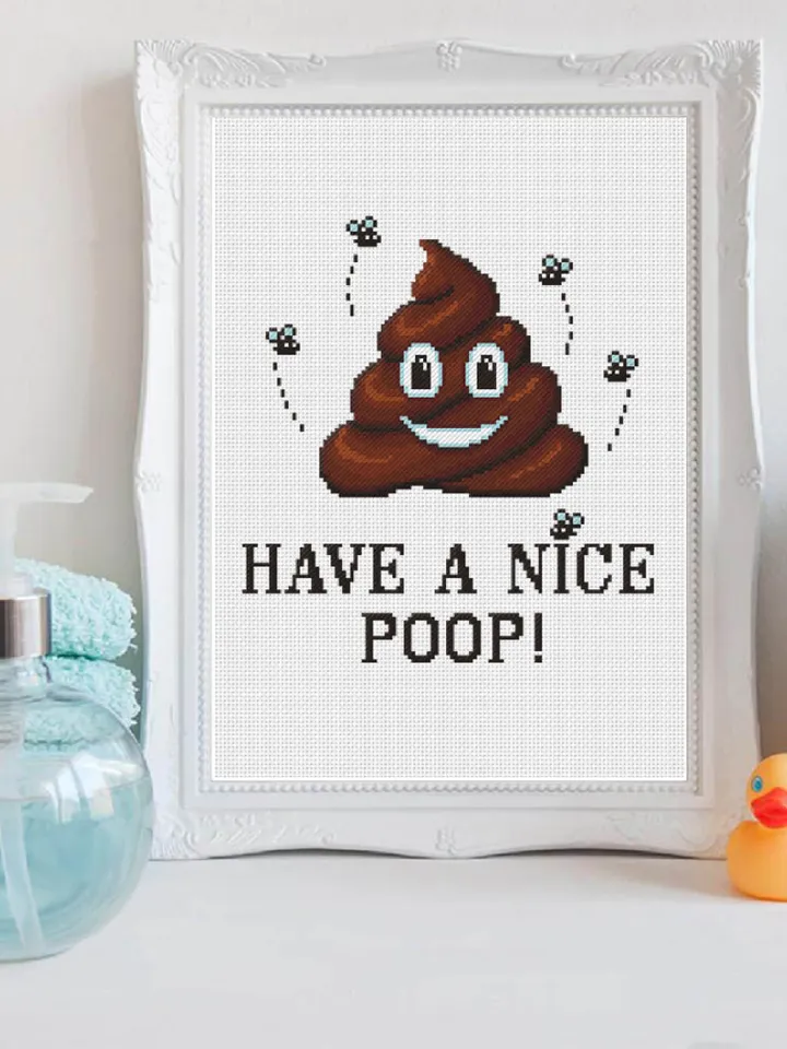 Poop emoji cross stitch pattern Have a nice poop Instant download PDF, Funny cross stitch quote, Kawaii cross stitch chart, Home decor #Q5