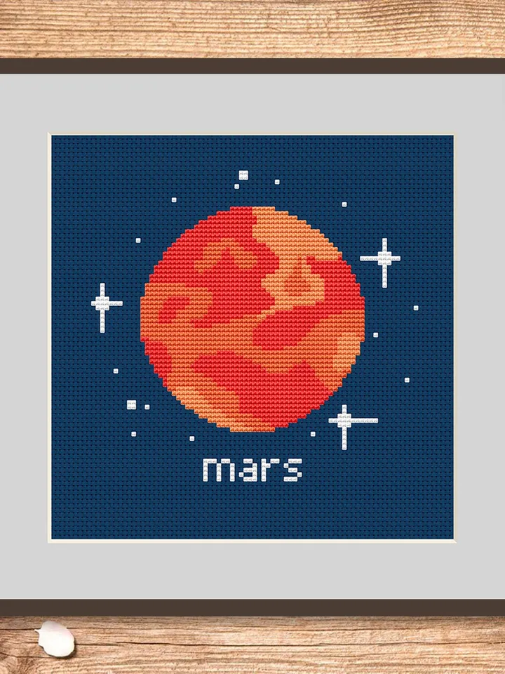 Mars Cross Stitch Pattern, Planets Cross Stitch Pattern, Mars Pattern, Space Cross Stitch Pattern, Solar System Patterns #spc004