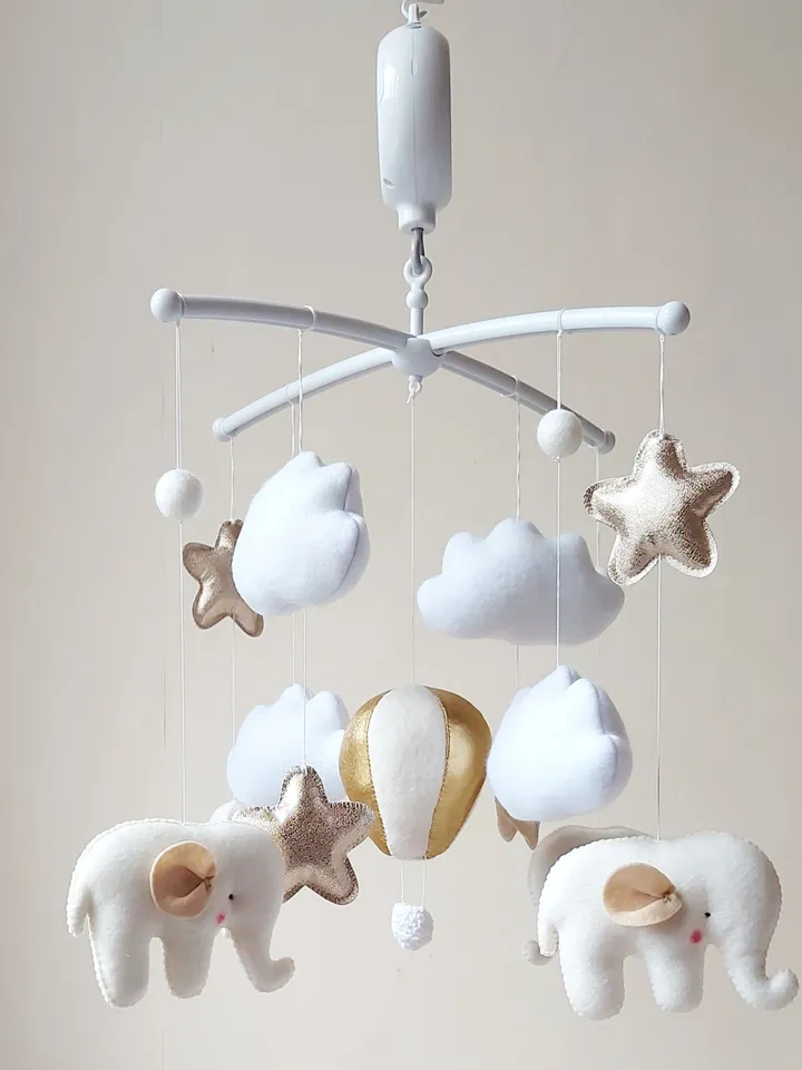 Baby mobile Elephants and hot air balloon Gender Neutral crib toys Baby shower gift