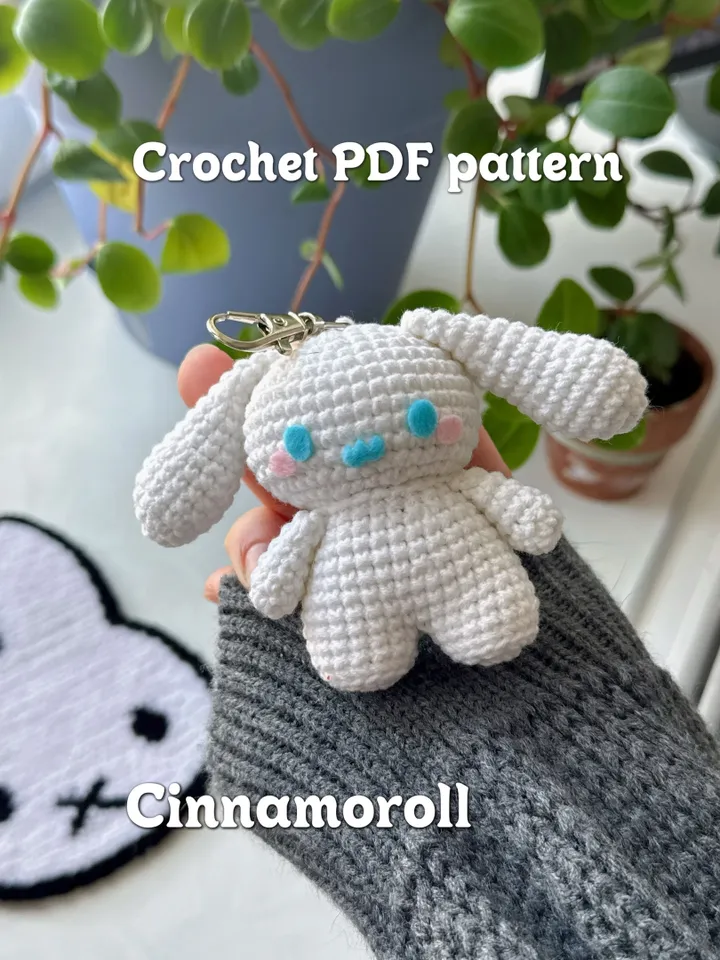 crochet pattern cinnamoroll, PDF US terms, sanrio collection crochet patterns