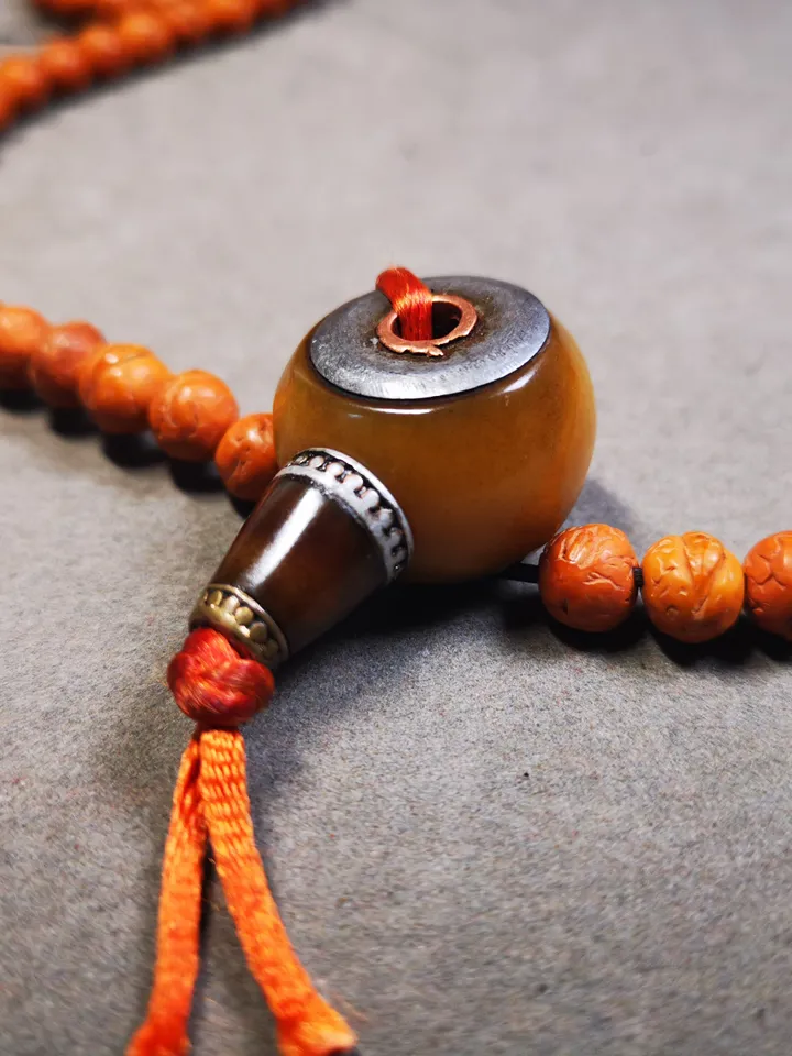 Gandhanra Tibetan Yak Bone Carved Guru Bead,T-drilled 3-Hole Prayer Bead,Mala Bead,Connector Bead for Buddhist Bead Accessories