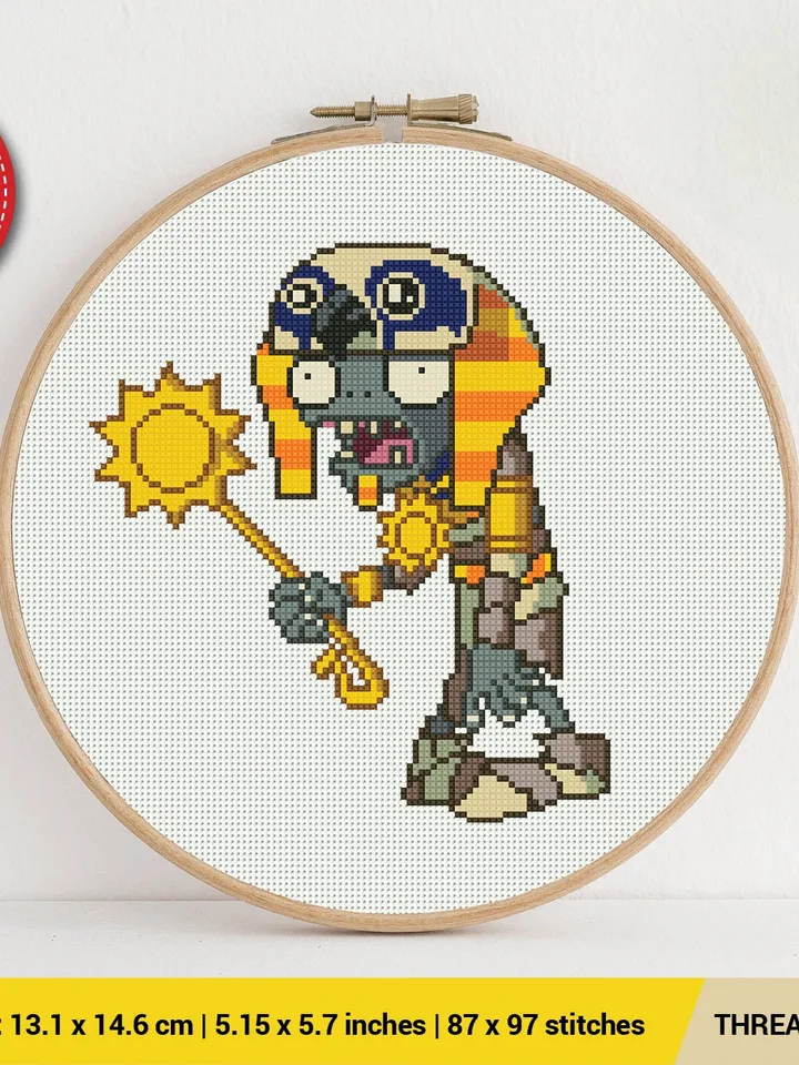 RA Zombie Plants vs Zombies Cross stitch pattern | Embroidery Pattern | Instant Download | Embroidery Designs