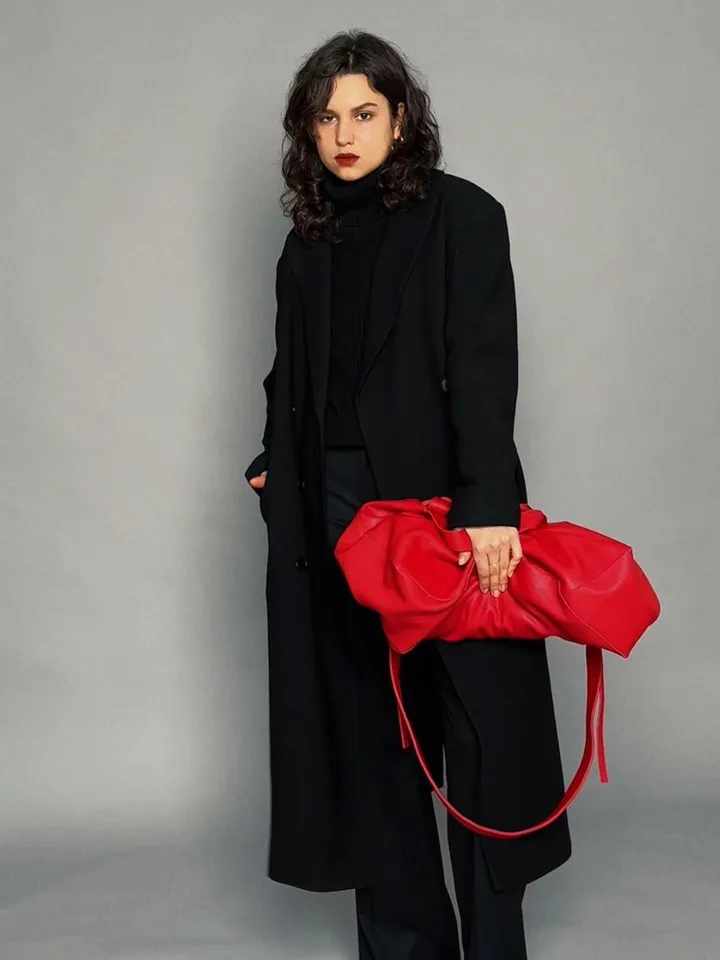Genuine leather red oversize tote shopper triple handle big bag / everyday purse / handmade bags / designer bags / summer bag /