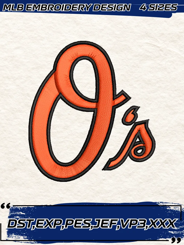 Baltimore Orioles Alternate Logo Embroidery Design,MLB Embroidery Design,Machine Embroidery Design File,4 Sizes, Digital Download