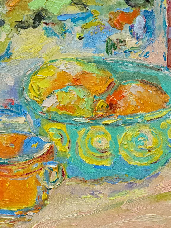 Oil painting on canvas 24x30cm (9.6x12inch) "Still life with citrus fruits"