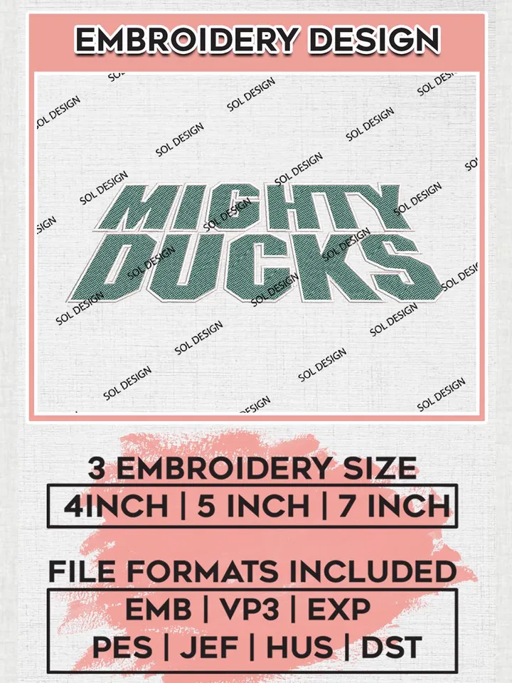 NHL Mighty Ducks Texting Logo Embroidery Designs, NHL Anaheim Ducks Embroidery Files, NHL Embroidery Designs, NHL Ducks Machine Embroidery Designs, Digital Download