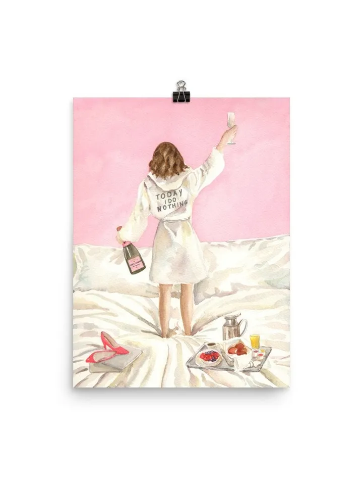 Pink Champagne Wall Print, Watercolor Painting, Champagne Lovers, Pink Aesthetic, Cute Pink Decor, Feminine Art Poster, Pink Feminine Print