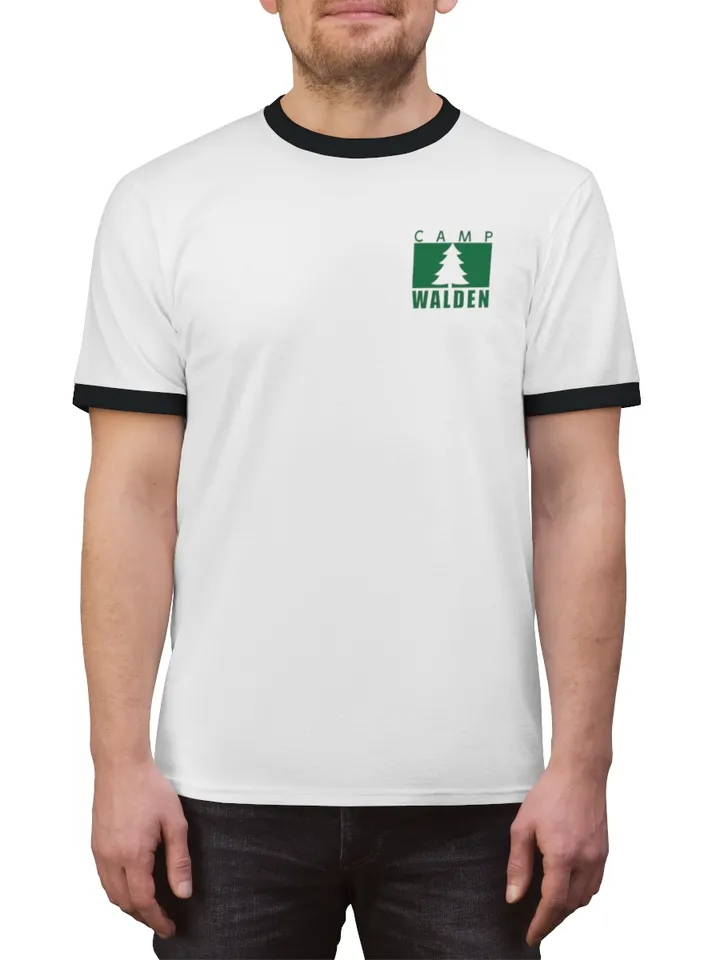 Unisex Camp Walden Ringer Tee, Vintage Summer T-Shirt, Outdoor Adventure Apparel, Camping Lover Gift, Casual Weekend Wear, Unisex Style