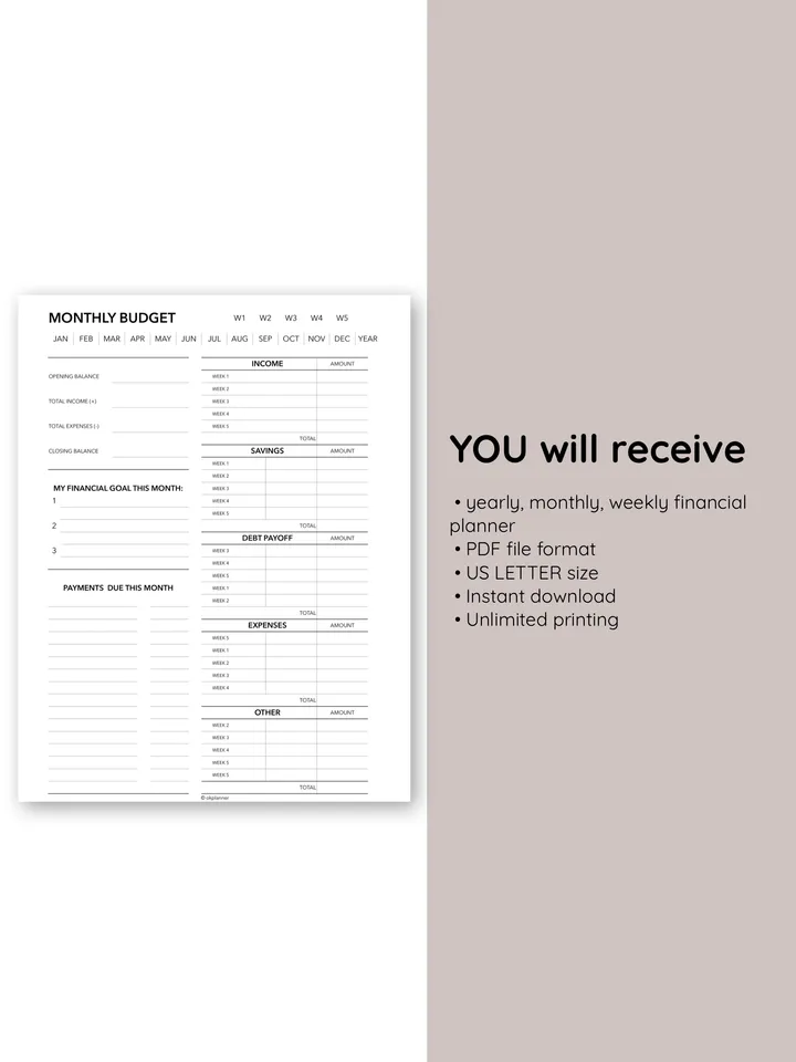 Printable Budget Planner Templates - Yearly, Monthly, Weekly, and Daily budget planning. Family budget planner. Cost-of-living crisis Printables