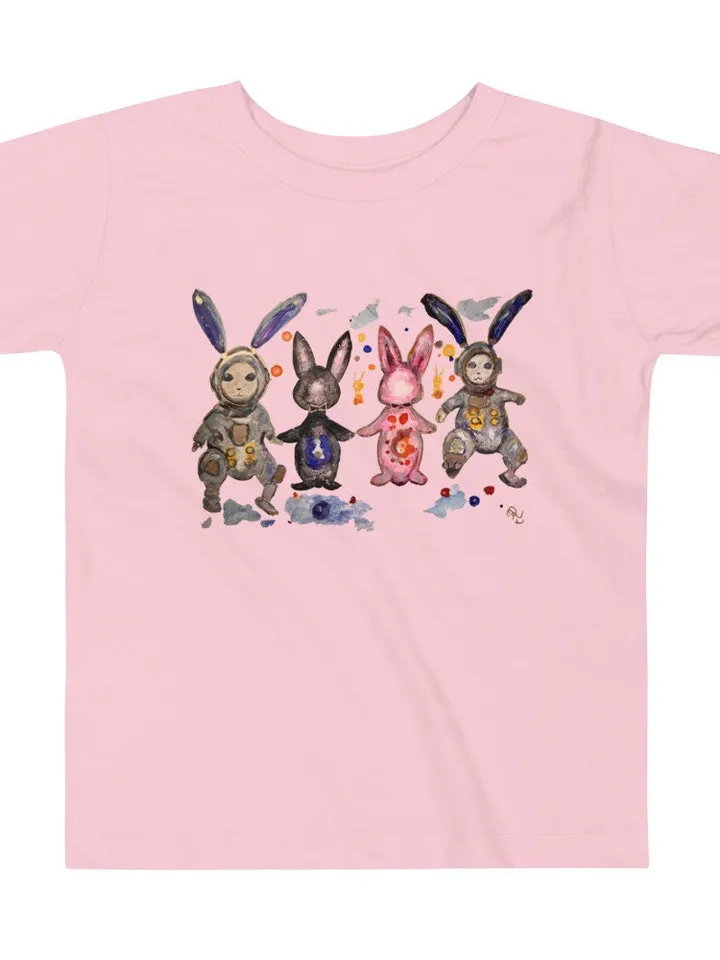 Cosmic bunnies Toddler Short Sleeve Tee made with my original mix media painting