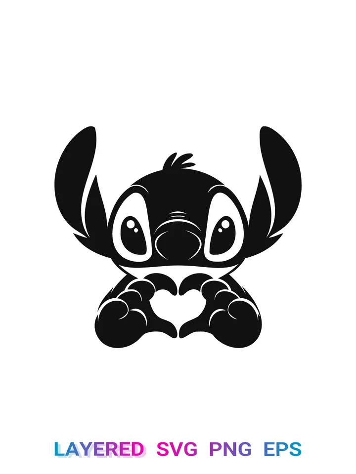 Stitch SVG PNG, Lilo and Stitch Clipart, Disney Cricut, Alien Heart