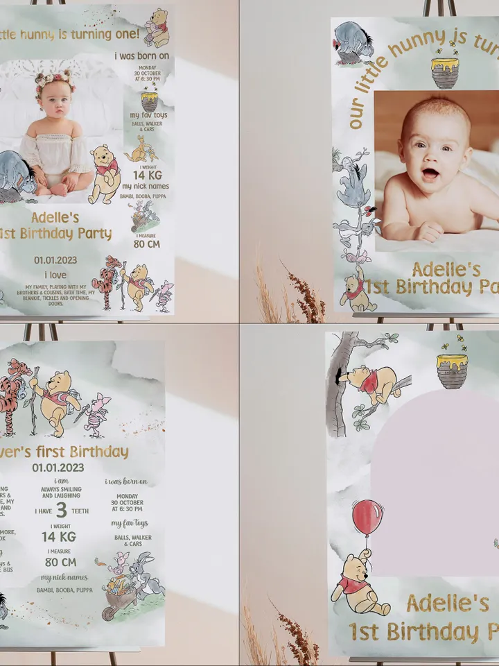 DIY Winnie Pooh Birthday Bundle; Editable 1st Birthday Party Template; Winnie the Pooh Birthday Party; Pooh Birthday Party Decoration; wpg15