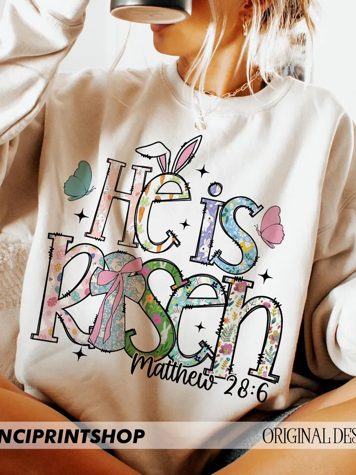 He is Risen png, Matthew 28:6, Easter Doodle png, Easter Christian png, Easter png, Easter Bible Verse png, Retro Easter, Christian png