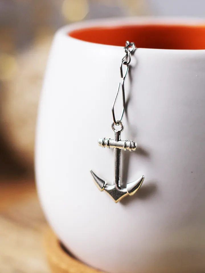 Tea infuser, loose leaf tea lover gift, anchor tea strainer, nautical tea steeper, tea accessory anchor pendant, ocean t