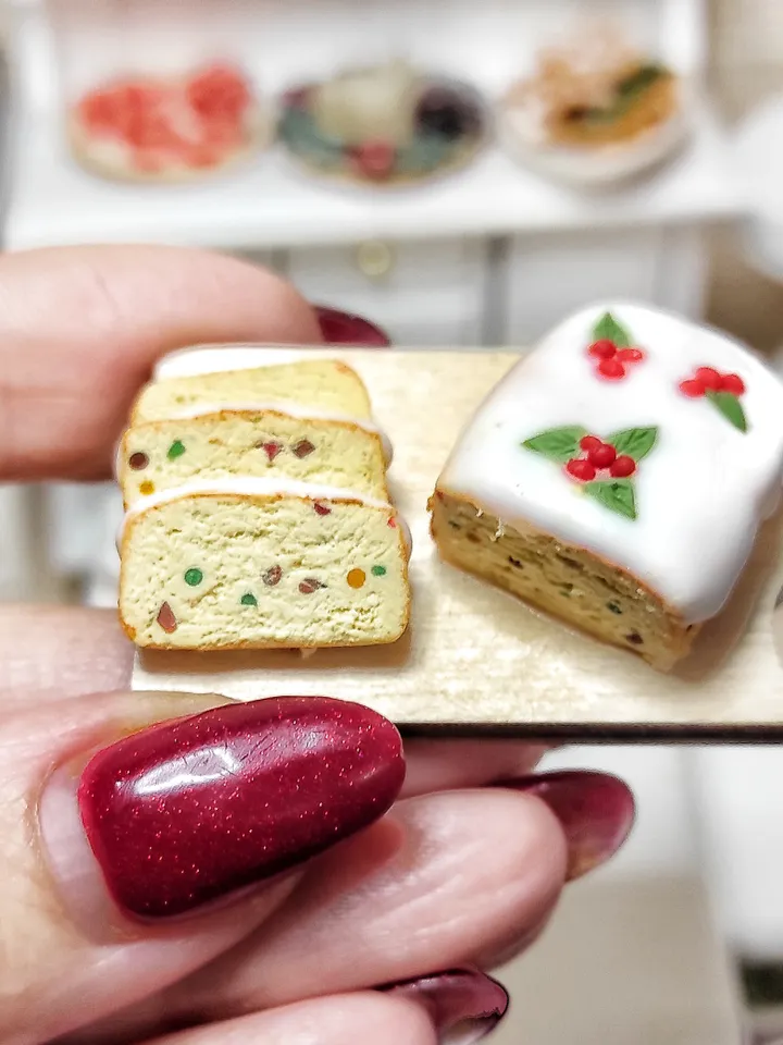 Christmas cupcake with candied fruits for dolls and dollhouses - Christmas dessert for dolls - food for dolls