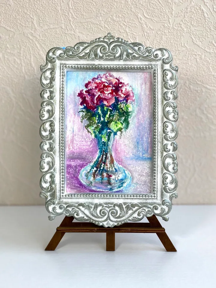 Rose Flower painting Oil pastel painting Still life