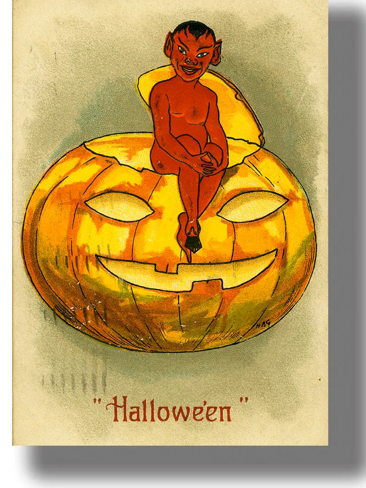Retro Halloween postcard print.