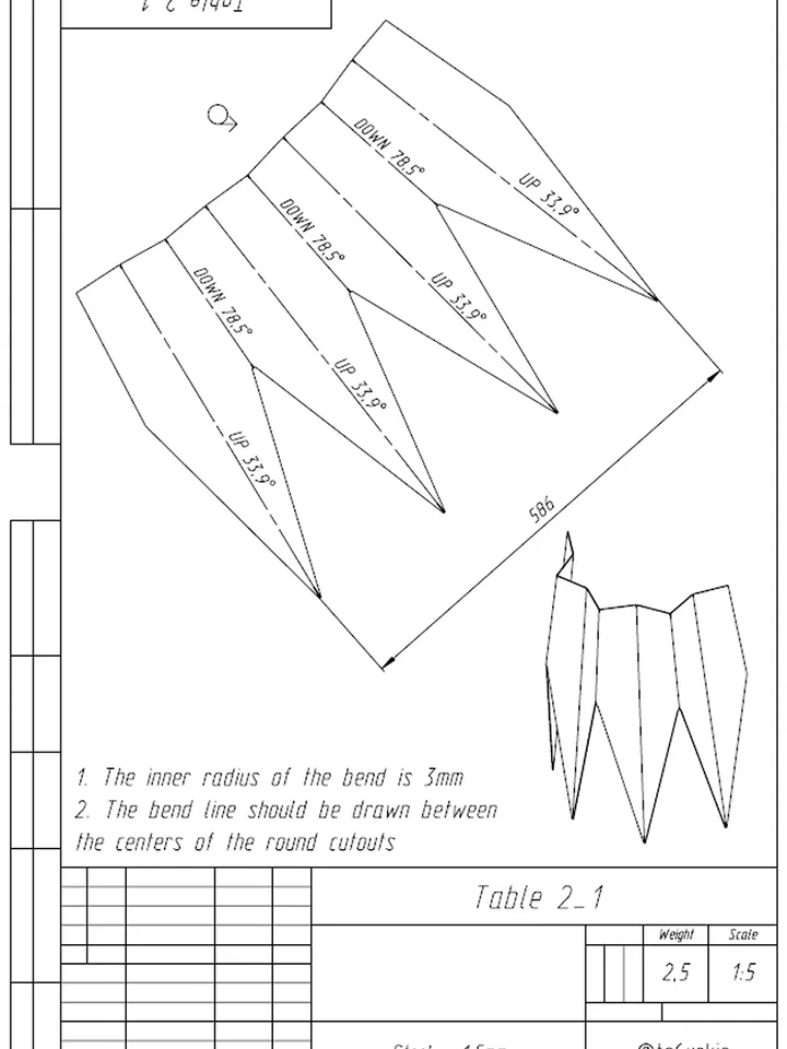 Welding Project Plans Drawings Table 2 (DXF, PDF)