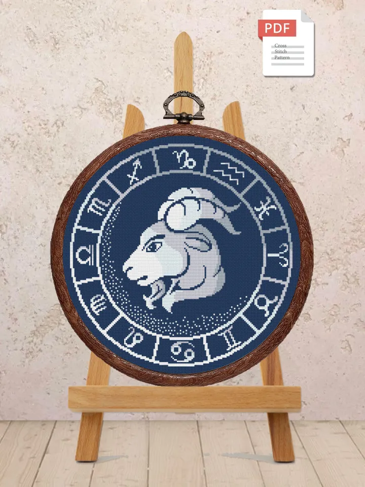 Capricorn Silver Cross Stitch Pattern, Zodiac Cross Stitch, Astrology Cross Stitch, Capricorn Pattern, Zodiac Sign Cross Stitch #zdc023