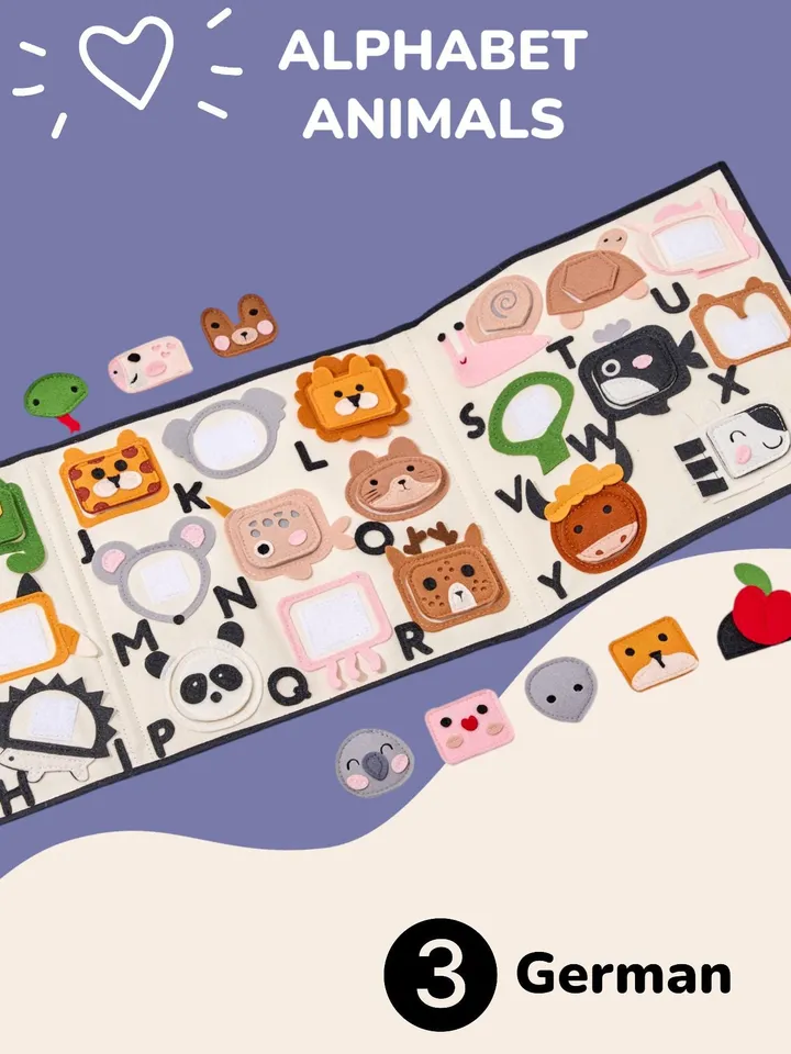 kids activities, abc quiet book toddler ENGLISH alphabet, 2 year old toys, sensory soft felt busy board, kinderkrama