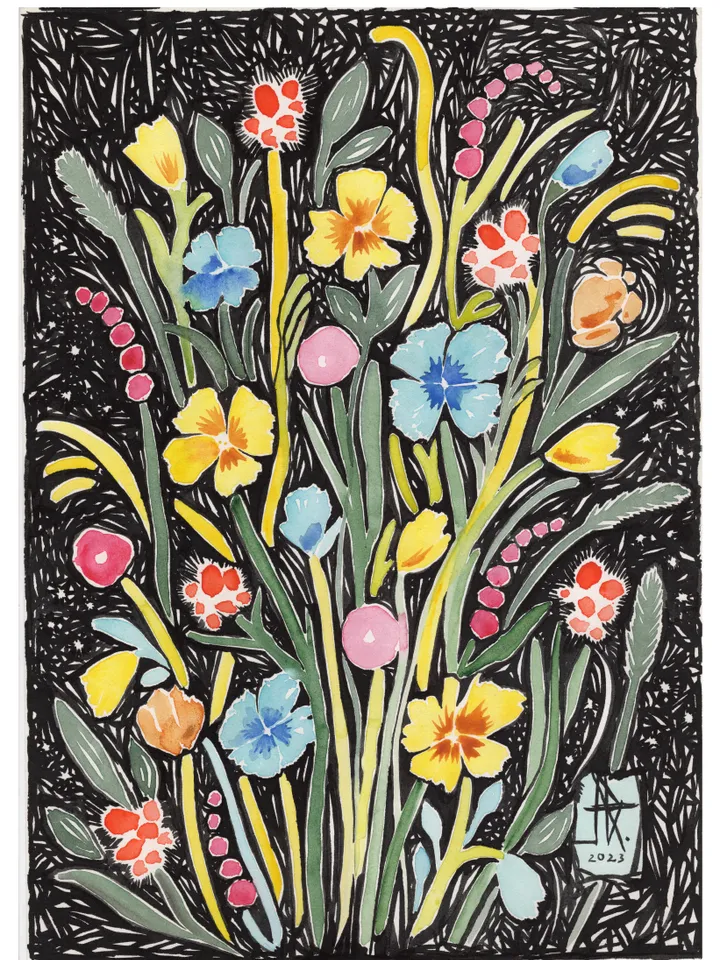 Watercolor painting. Abstraction. Flowers