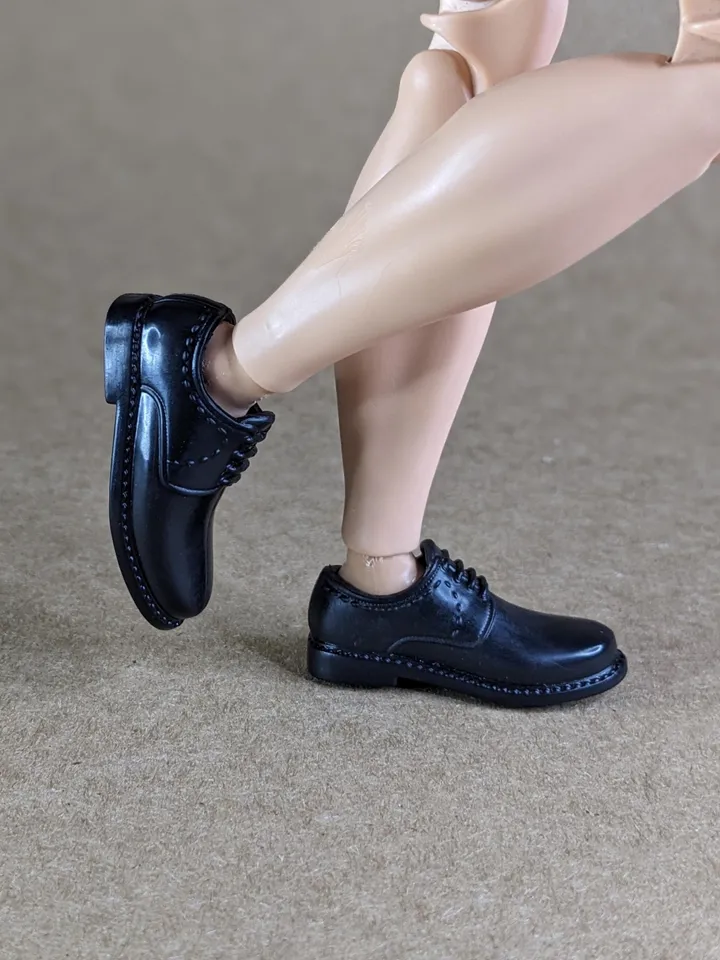 Classic black shoes  for wide feet 1/6 scale male dolls