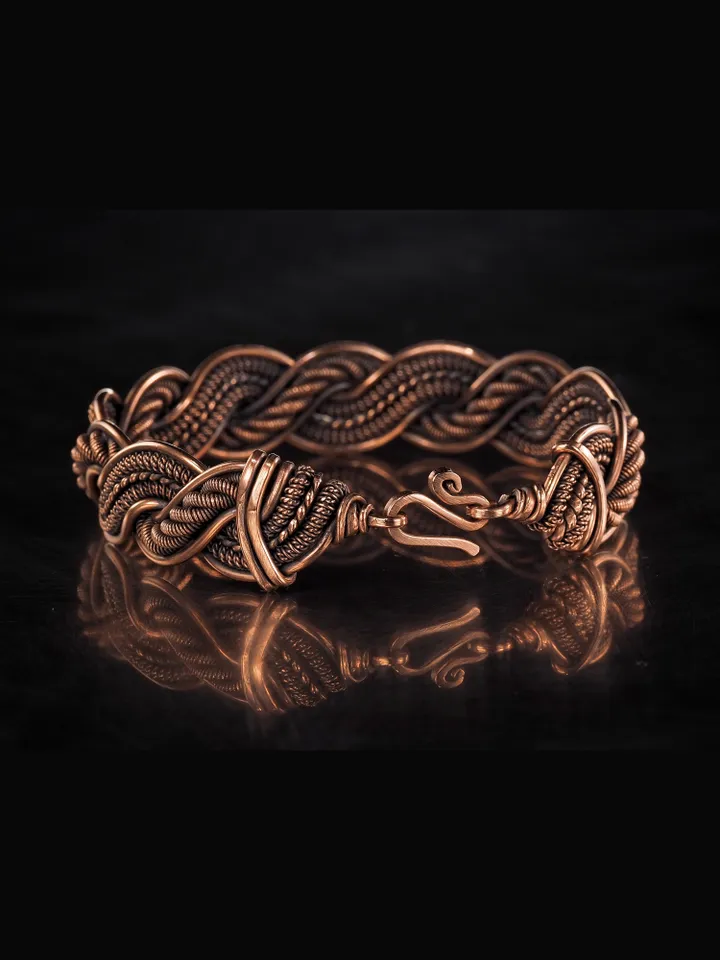Handmade copper bracelet Unique wire wrapped metal bangle Antique style jewelry