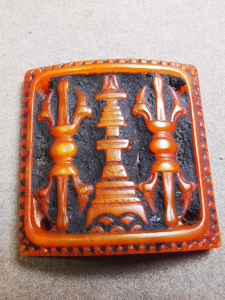 Gandhanra Yak Bone Carved Vajra Stupa Amulet Badge, Tibetan Buddhist Pagoda Pendant