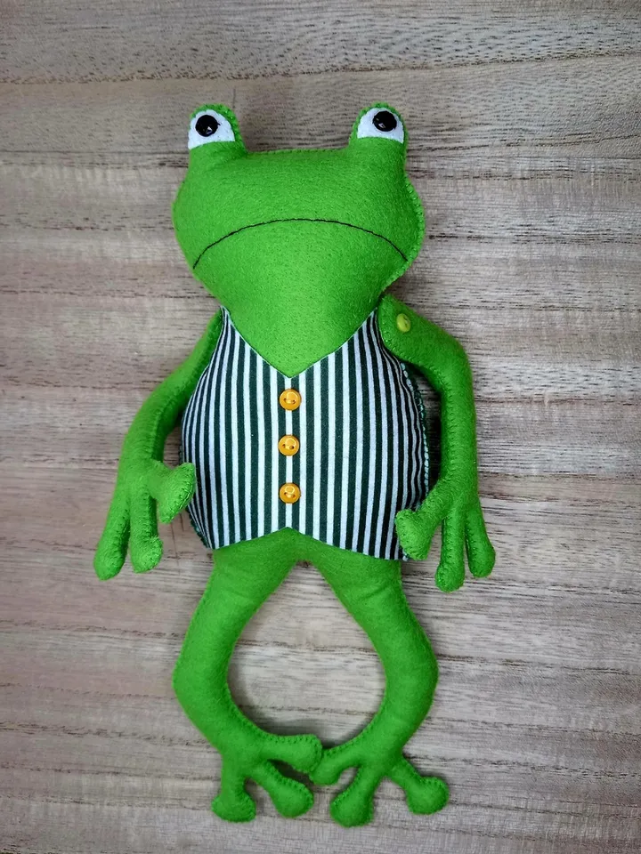 Mr. Frog, Frog Gentleman, Green Toad Toy, Toad, Felt Frog, Felt Toy