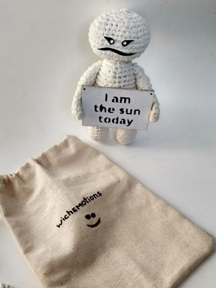 Doll Simpleman with emotional phrase for Emotional health, mental health, to embrace your emotions