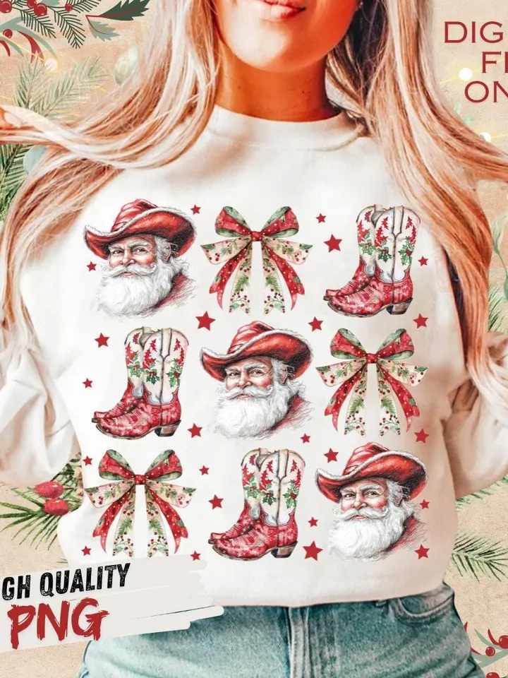 Cowboy Christmas PNG, Coquette Christmas png, Merry Christmas png, Western Sublimation, Western Christmas png, country Christmas png