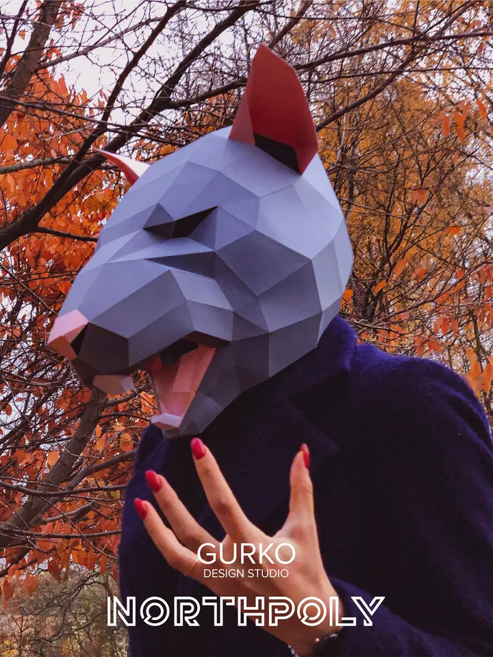 Evil Rat Mask Papercraft, Mouse, Digital Template, PDF Download, Gurko, 3D Low Poly Animal Mask, DIY Origami, Pepakura, Paper Mask, Costume