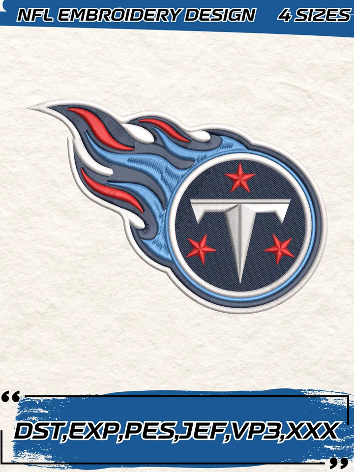 Tennessee Titans Embroidery Design,NFL Logo Embroidery Design,Machine Embroidery Design File,4 Sizes, Digital Download