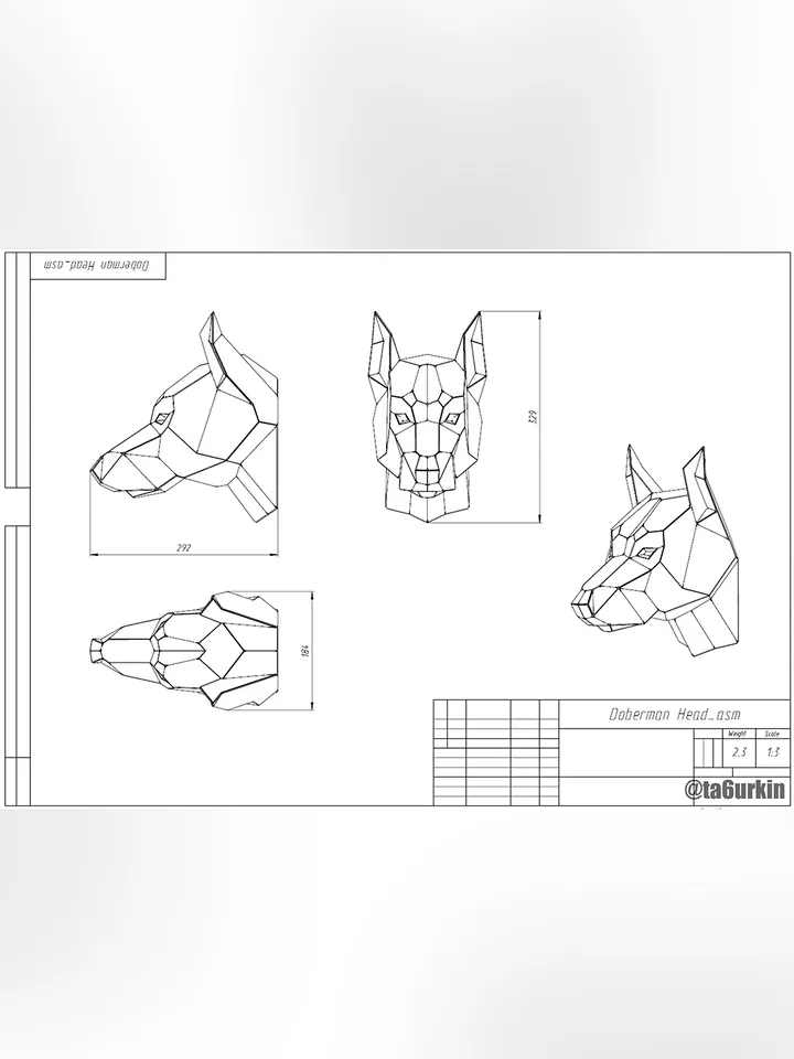 Welding Project Plans Drawings Doberman Head (DXF, PDF)