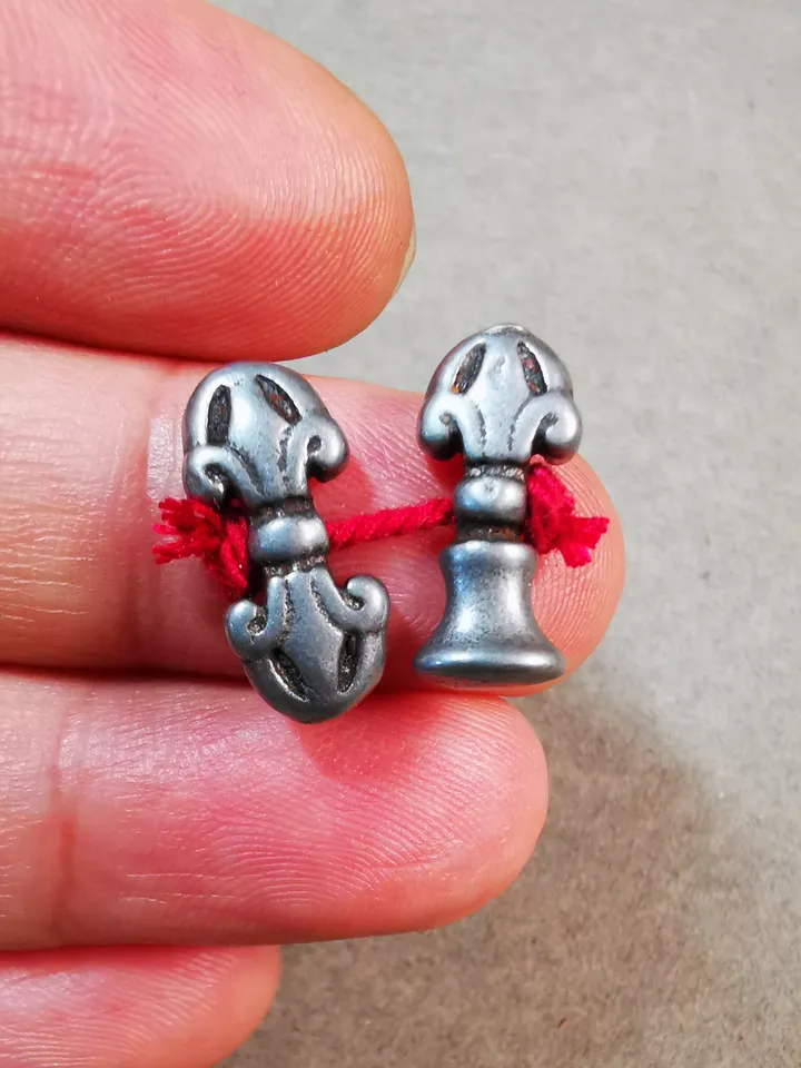 Gandhanra Handmade Tibetan Amulet Pendant,Mini Vajra and Dorje Bell, Mala Marker Bead Accessories, Made of Cold Iron