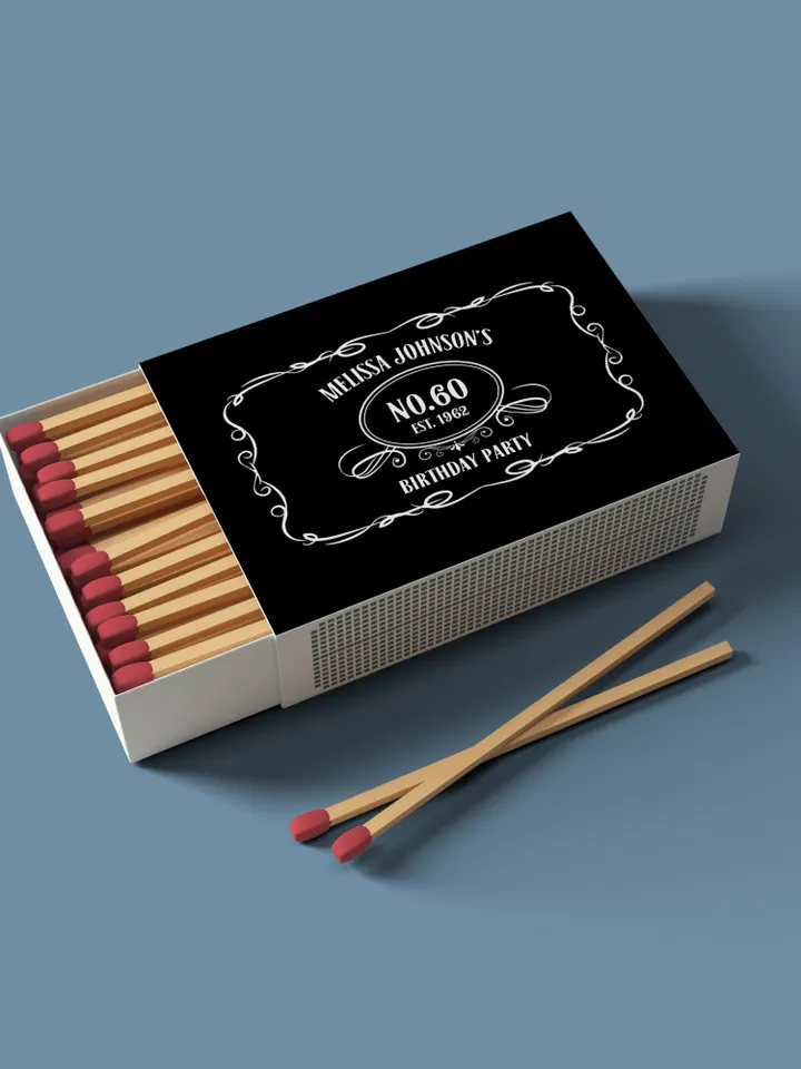 Match Box Labels Vintage Whiskey Themed Birthday, Matches Box Personalized Chalkboard Matchboxes, Birthday Match Box, Liquor Themed Editable