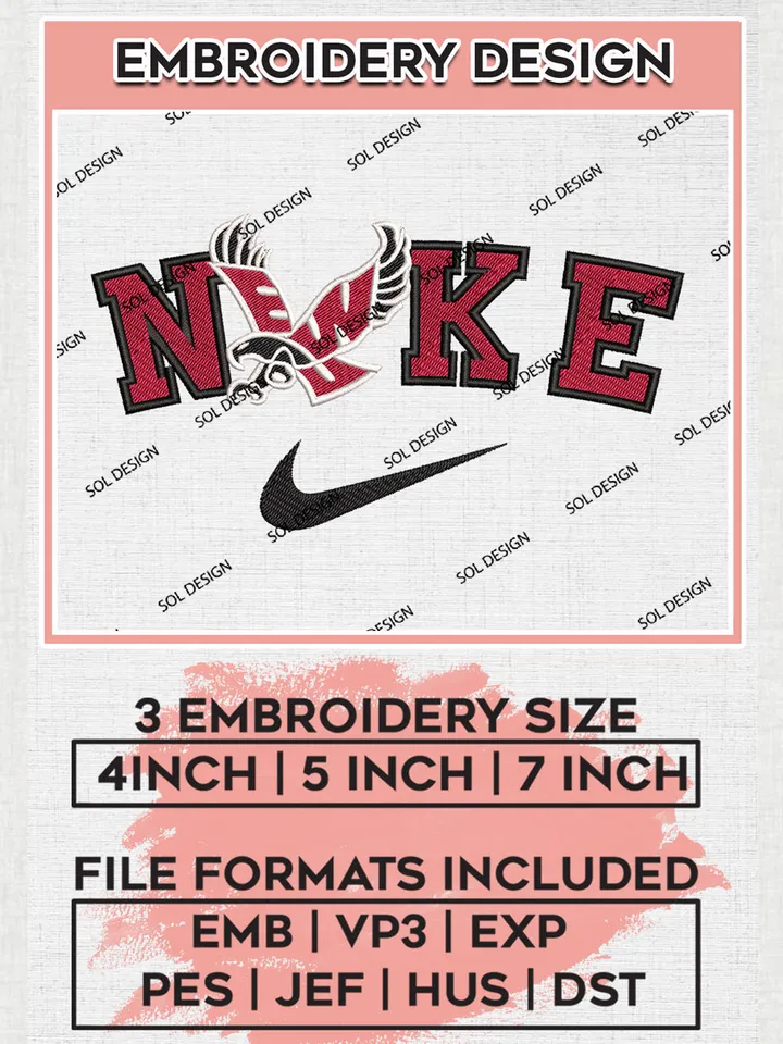 Nike Eastern Washington Eagles Machine Embroidery Design, NCAA Eastern Washington Eagles Embroidery Design Design files, NCAA Embroidery Designs, NCAA Machine Embroidery Designs, Digital Download
