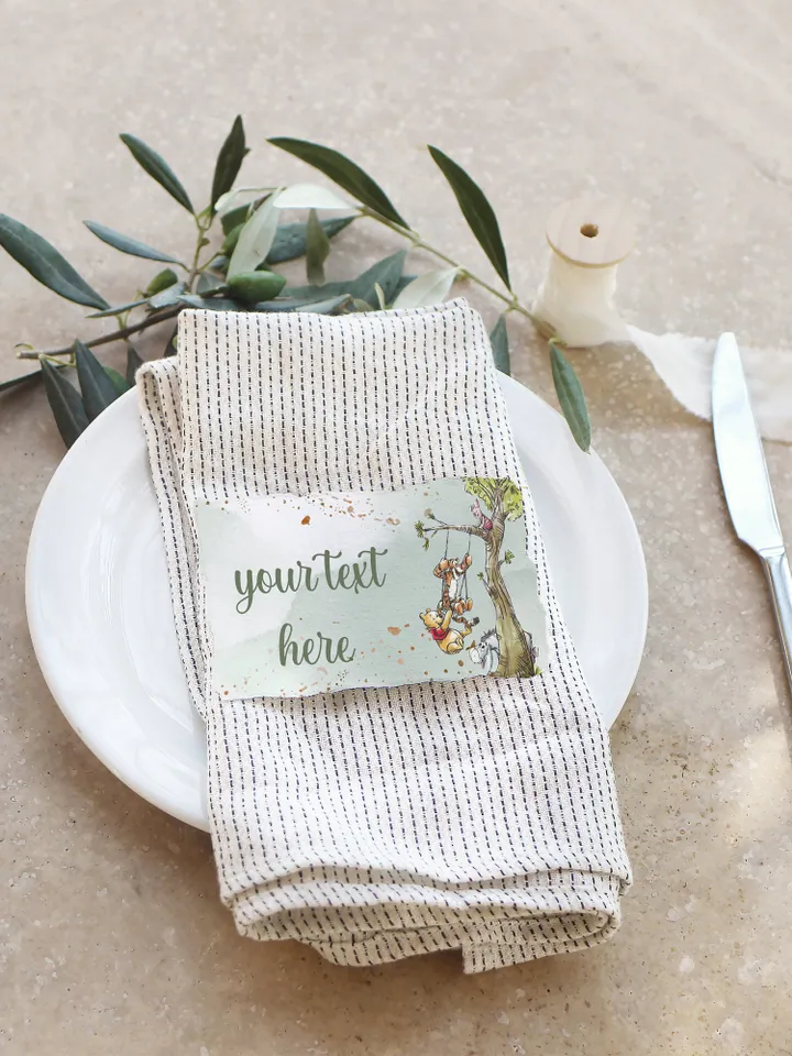 Editable Food Label Hundred Acre Wood First Birthday party food label; Winnie the Pooh Party; Classic Pooh Party Birthday ; wp2