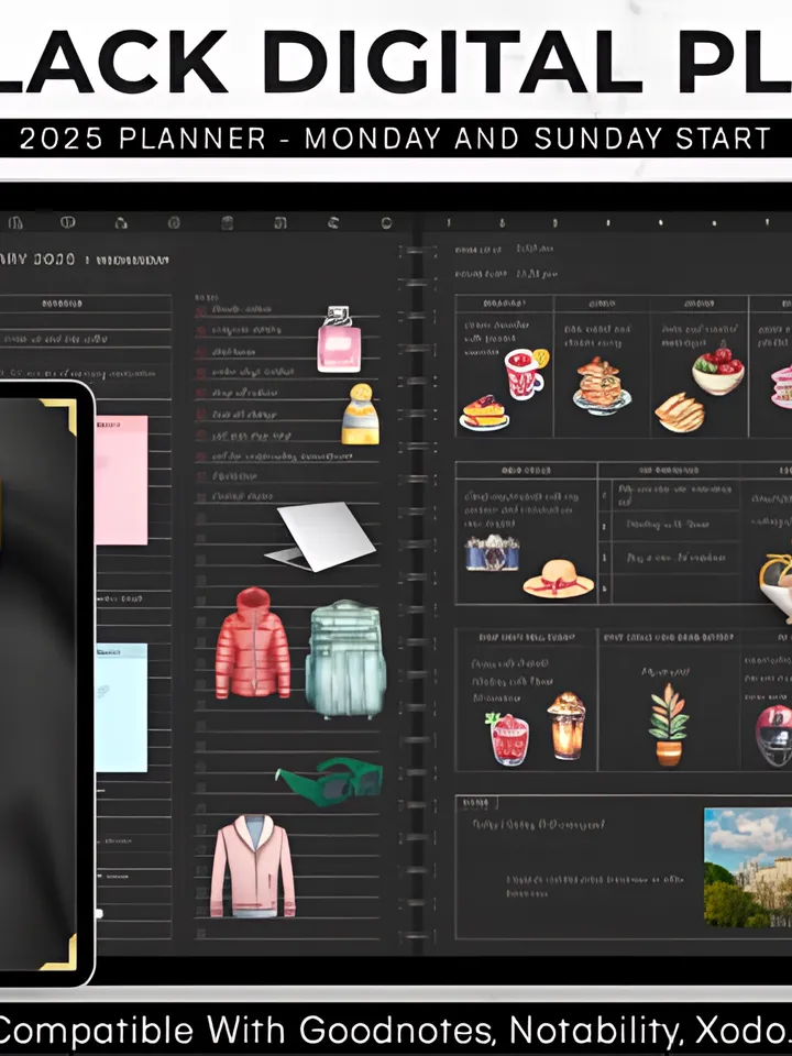 2025 Digital Planner, Monday and Sunday